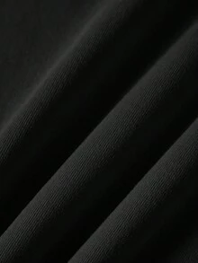 SHEIN Girlism Bộ quần dài ống rộng dệt kim in hình trái tim giản dị cho bé gái tuổi mới lớn - màu đen - Xem 6