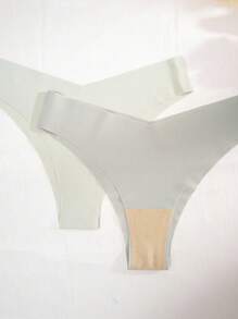 12 piezas Ropa interior sin costuras de unicolor para damas