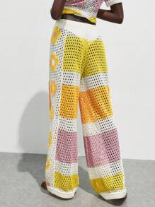 Maija Damen Sommer Urlaub Farbblock Ausschnitt Strick Weite Bein Hose Buttergelb Strand Urlaub Outfits Urlaub Outfits Frauen Boho Kleidung Frauen Häkeln Boho Frauen Bekleidung Bohemian Kleidung für Frauen