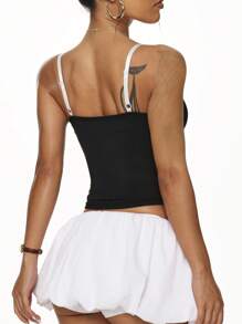 Gameset SHEIN Sport Women Splice Color-Blocking Adjustable Strap Removable Padded Sports Crop Top, Spring/Summer - Multicolor - View 2