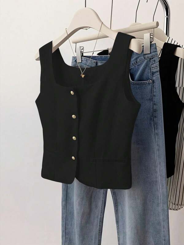 INAWLY Camisola minimalista de estilo casual de vacaciones para mujer