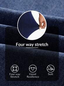 SHEIN Essnce Women's Slim Fit Elastic High Waist Flared 2 In 1 All Season Denim Pants - Blue - View 8