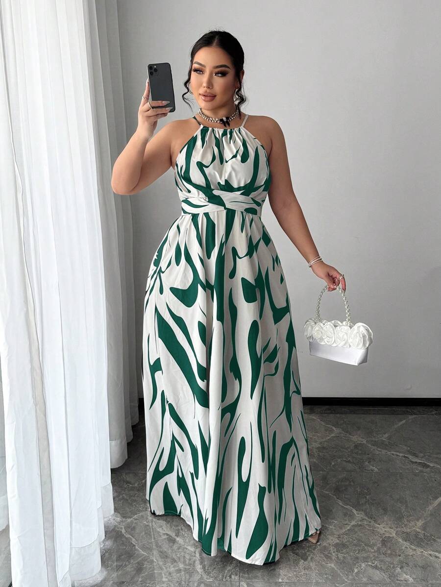 SHEIN SXY Elegantes Pendlerkleid für Damen in Große Größen, Frühling/Sommer, schwarz-weiß gestreiftes Muster, Taillenbindung, A-Linie Silhouette, geeignet für den Alltag, Business, einfach, Pendeln, elegant, Lässig, Einkaufen, Ausgehen, verspielt, leicht kombinierbar, schmeichelhaft für die Figur