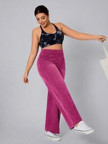 Flexra Plus Size Soft Washed High Waist Elastic Jeans - Hot Pink - View 6