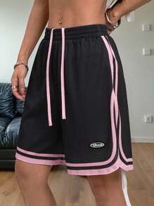 Coolane Women's Spring/Summer Streetwear Sportswear Breathable Mesh Sport Black Shorts - Black - View 2