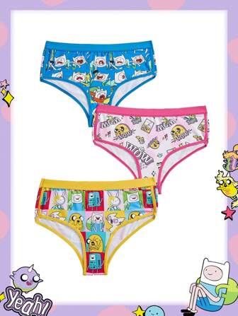 Adventure Time X ROMWE 3pcs/Pack Cartoon Pattern Cute Women Briefs