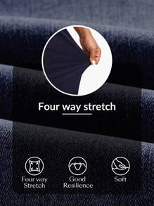 Flexra 女式休闲深色水洗宽松弹力腰身百搭牛仔裤，适合所有季节 - 藍色 - 查看 8