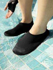 水鞋赤腳水上瑜珈襪速乾沙灘游泳衝浪鞋女式男式 - 黑色 - 查看 4
