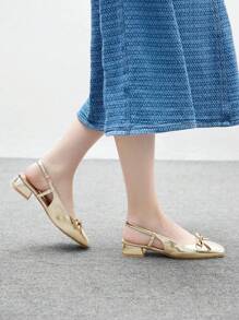 CUCCOO BIZCHIC Women Gold Basis Commuting Versatile Flat Shoes For Christmas - Gold - View 4