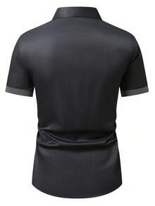Manfinity Mode Men's Casual Streetwear Short Sleeve Formal Shirt, Summer Shirt, Ceremony - Black - View 2