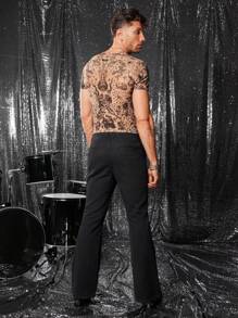 FeverCity Men's Crew Neck Short Sleeve Fitted Digital Print T-Shirt - Multicolor - View 2