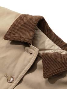 Dazy Kids Áo khoác đệm màu khối cho bé gái, Quần áo mùa thu cho bé gái - Màu Khaki - Xem 9