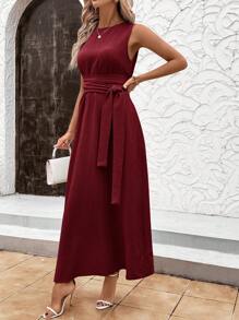 Ellevyn Vestido sin mangas de unicolor para mujer, elegante para el verano