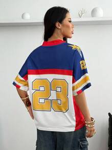 Coolane Áo thun bóng đá họa tiết lưới thoáng khí cổ điển Y2K Streetwear mùa xuân và mùa hè cho nữ - Nhiều màu - Xem 3