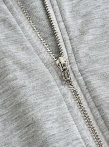 SHEIN 2 件套青少年女孩休闲装：灰色纯色针织套头连帽衫，带口袋，黑色纯色紧身运动连体裤，返校，街头运动休闲运动服 - 彩色 - 查看 10