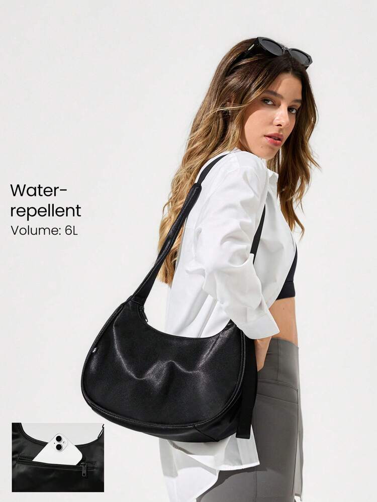Shine On 6L Satin Zipper Pockets Waterproof Lining Shoulder Crossbody Bag Purse Daily Casual Wear