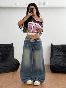 Coolane Women's Casual Versatile Pocketed Wide Leg Jeans