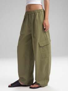 LYSMO Summer Women's Green Cargo Pocket Baggy Pants For Minimalist Vintage Casual, Comfortable And Casual, Commuting And Versatile, Y2K Chic 2025New Arrive
