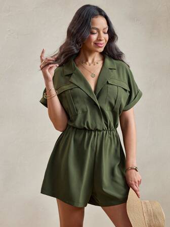 Wildy Combinaison décontractée style casual avec poches, pour femme, de couleur verte, tenue de sortie pour professeurs, pantalons cargo, tenues de campagne, tenues de bureau pour femme, vert