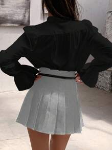 INAWLY Damen Lässig einfarbiges Hemd mit Fronttasten und Lotusblumen Ärmeln, für den Herbst