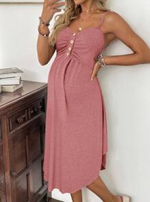 SHEIN 休闲纯色无袖哺乳连衣裙，夏季