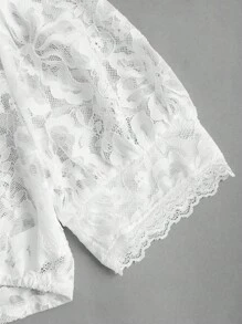 Fairmaia Elegant Sheer Lace Blouse Traditional German Style Women's Dirndl Top, For Oktober Lace Top In Solid Colors For Women, Traditional Summer Fashion, Halloween