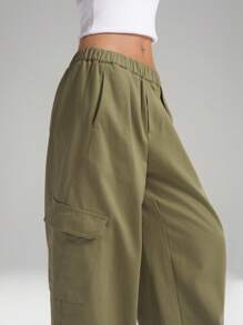 LYSMO Summer Women's Green Cargo Pocket Baggy Pants For Minimalist Vintage Casual, Comfortable And Casual, Commuting And Versatile, Y2K Chic 2025New Arrive