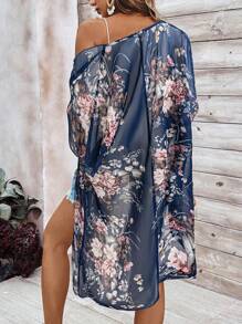 Breezaya Áo len cardigan tay ngắn rộng rãi in họa tiết hoa cho kỳ nghỉ mùa hè - Nhiều màu - Xem 2
