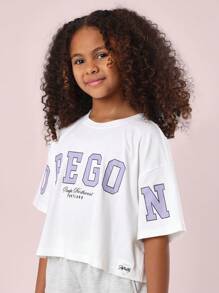 SUMWON Pacific Northwest Oregon Crop T-Shirt And Shorts Athletic Set Youth Festival Summer Everyday Varsity Team Two Piece Sportswear