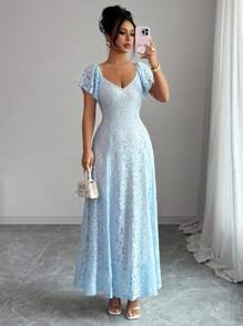 Elenzga Elegant Lace Dress, Suitable For Wedding, Birthday Party In Autumn