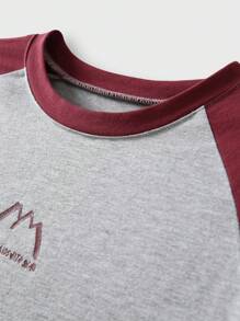Tween Girls Clothes Back To School,Light Grey Summer Casual School T-Shirt,Children Round Neck Patchwork Contrast Color Funny Letter Graphic Print - Grey - View 5