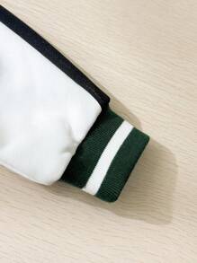 SHEIN Playful Pals 男童秋季拼接休闲校园 Polo 衫，带独角兽和马匹印花长袖运动衫