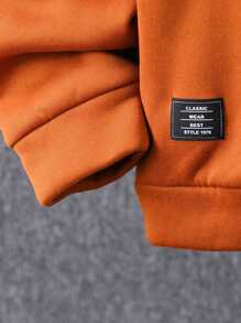 2pcs/Set Tween Boy Casual Hooded Color Block Sweatshirt And Pants Set