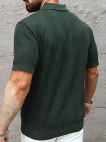 Manfinity Homme 夏季大码男士短袖针织毛衣上衣 - 軍綠色 - 查看 2