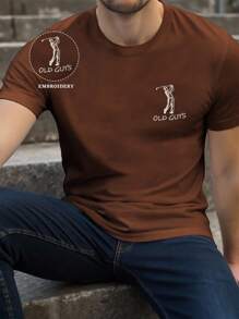Manfinity Dauomo Men's Casual Embroidered Detail Short Sleeve T-Shirt, Summer