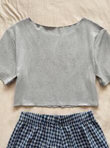 Chiquease Áo thun nữ tay ngắn in chữ, dáng rộng, thường ngày, áo phông họa tiết cho nữ - Màu Xám nhạt - Xem 2