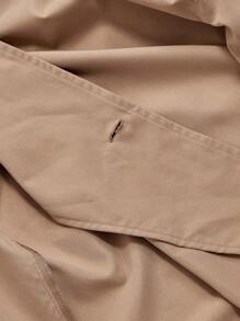 SHEIN MOD Vintage Khaki Short Trench Coat With Asymmetrical Diagonal Placket Brown Jacket Women Oversized Jacket Shacket,Back To School,Fall - Khaki - View 6
