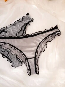 PetitDoll 5pcs Everyday Triangle Panties With Wavy Edges And Ruffled Trims - Multicolor - View 7