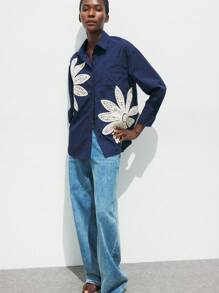 Maija Lose sitzende Damen Bluse mit gehäkelter Verzierung, lässig-elegantes Boho-Design, weich und bequem wie Kimono, geeignet für Frühling/Sommer Urlaub und Musikfestivals, Khaki