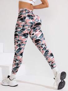 高腰迷彩印花无缝紧身裤