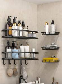 Kệ phòng tắm xuyên biên giới, không đục lỗ, kệ lưu trữ gắn tường, bồn cầu, đồ dùng vệ sinh gia dụng và kệ hoàn thiện - Nhiều màu - Xem 1