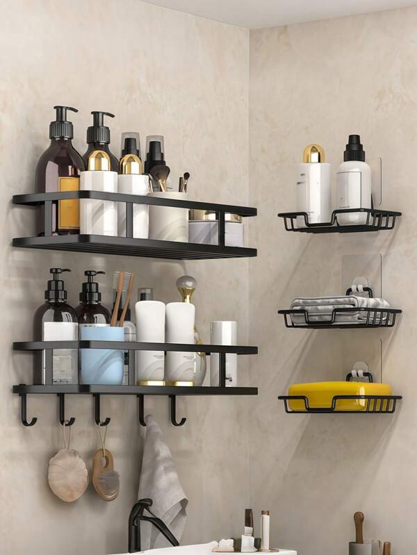 Étagères de salle de bain transfrontalières, non perforées, étagères de rangement murales, toilettes, articles de toilette ménagers et étagères de finition