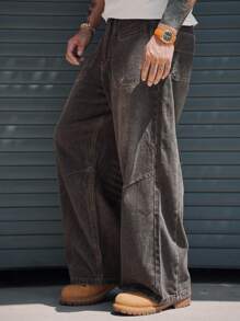 DAZY Jeans de mezclilla negros lavados de unicolor para hombres, primavera