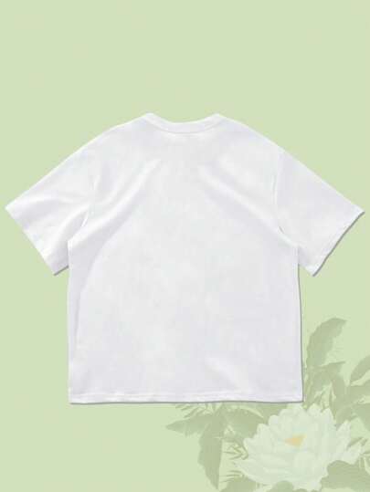 The White Lotus T-shirt casual pour hommes, design de lotus blanc, style minimaliste et simple dans l'ensemble, coupe ample convenant aux loisirs