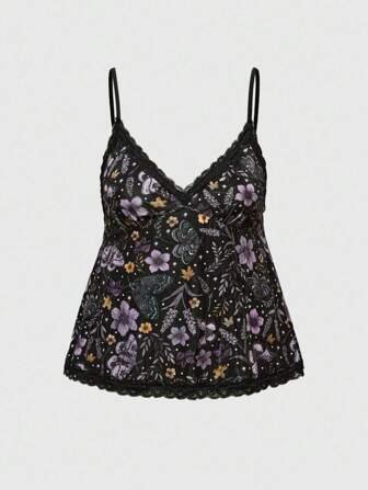 Hippie Camiseta sin mangas con estampado floral digital para mujer de talla grande