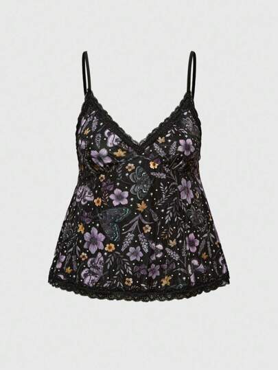 Hippie Damen Große Größen Camisole mit floralen Digital-Muster, modisch