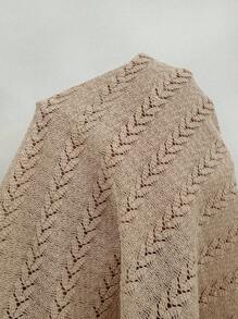 Manfinity Homme 男士夏季休闲纯色纹理短袖T恤男式钩针衬衫网眼男士上衣男士杏色T恤针织T恤男士米色图案T恤男士 - 卡其色 - 查看 7