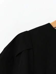 GlowEve CURVE 大码女式优雅休闲褶皱泡泡袖衬衫 - 黑色 - 查看 5