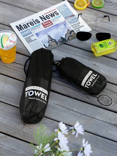 2/1pc Absorbent Microfiber Beach / Swimming Quick-Dry Towel, Soft Double-Faced Plush Fast Drying Beach Towel, Solid Color Portable Yoga Fitness Sports Towel