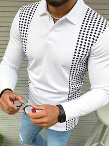 Manfinity Homme Áo thun Polo dài tay công sở thường ngày cho nam - trắng - Xem 3